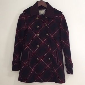 Free People Plaid Wool Blend Swing Coat